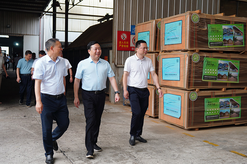 市長熊煒一行在桃花江竹材調研 市長熊煒一行在桃花江竹材調研