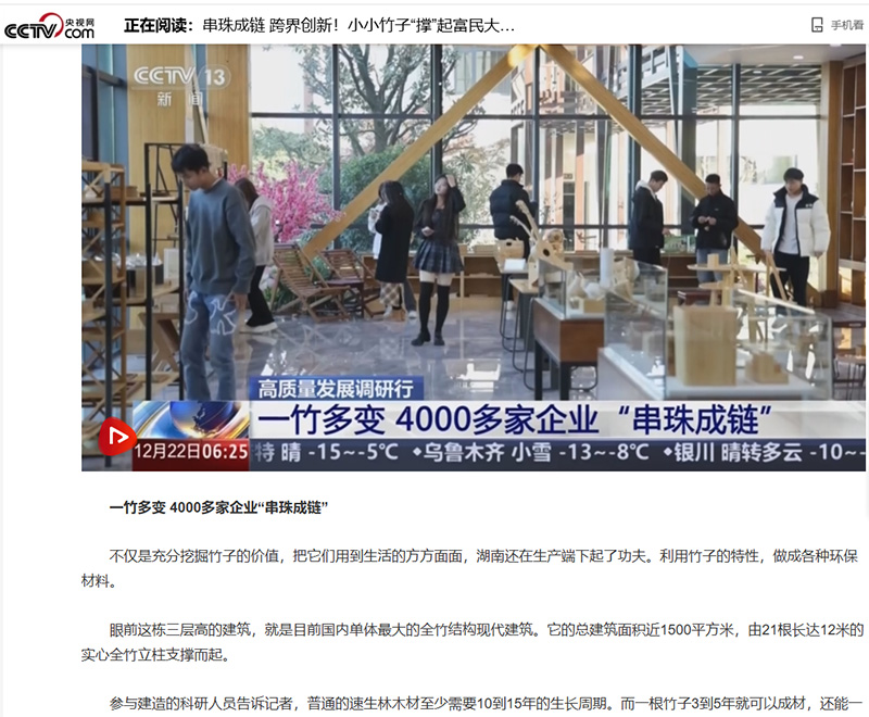 央視新聞—串珠成鏈 跨界創(chuàng)新！小小竹子“撐”起富民大產(chǎn)業(yè)